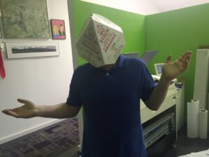 Some idiot with a box on his head, probably JW